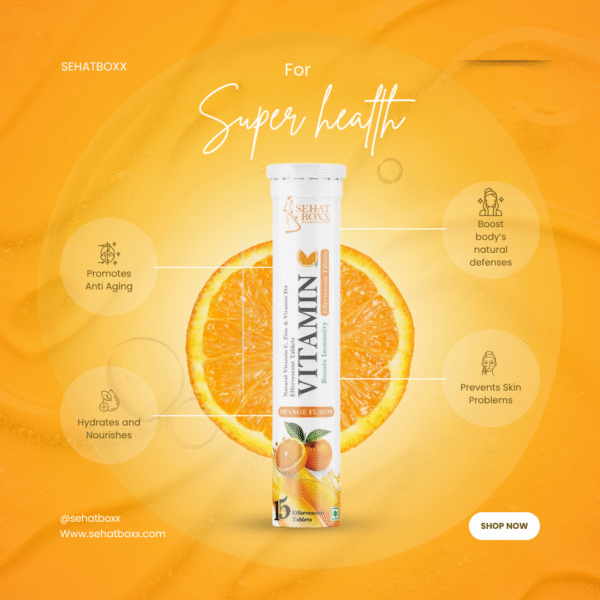 SEHATBOXX Vitamin C + Zinc + Vitamin D3 Effervescent Tablets