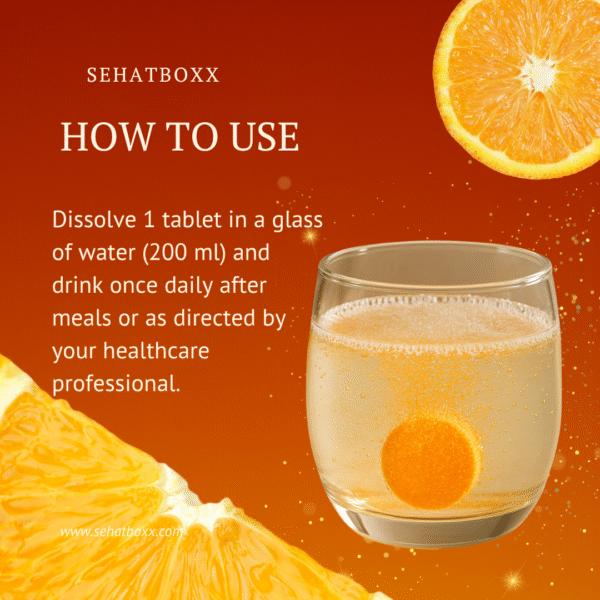 SEHATBOXX Vitamin C + Zinc + Vitamin D3 Effervescent Tablets