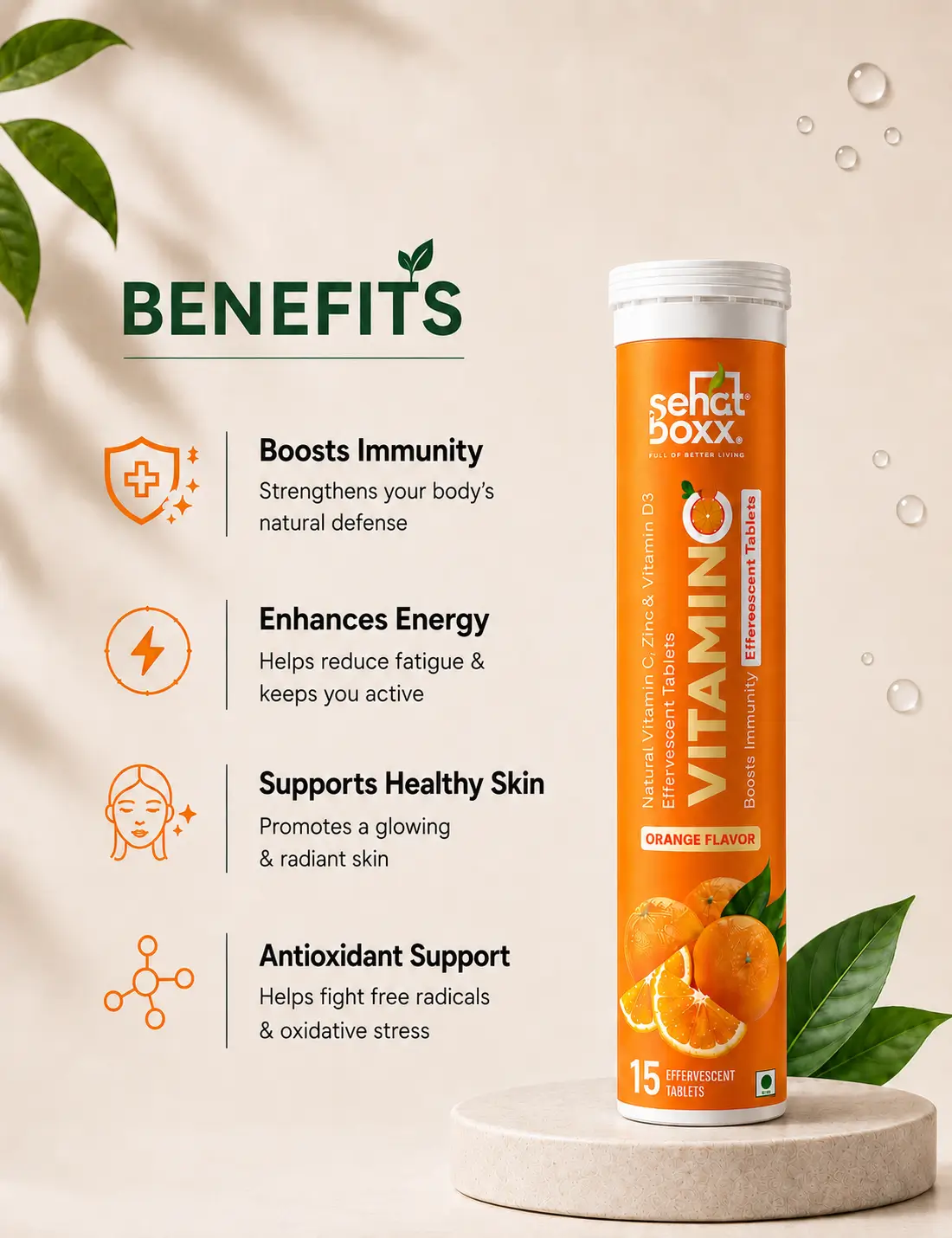Vitamin C + Zinc + Vitamin D3 Effervescent Tablets 4 Vitamin C + Zinc + Vitamin D3 Effervescent Tablets - Image 4