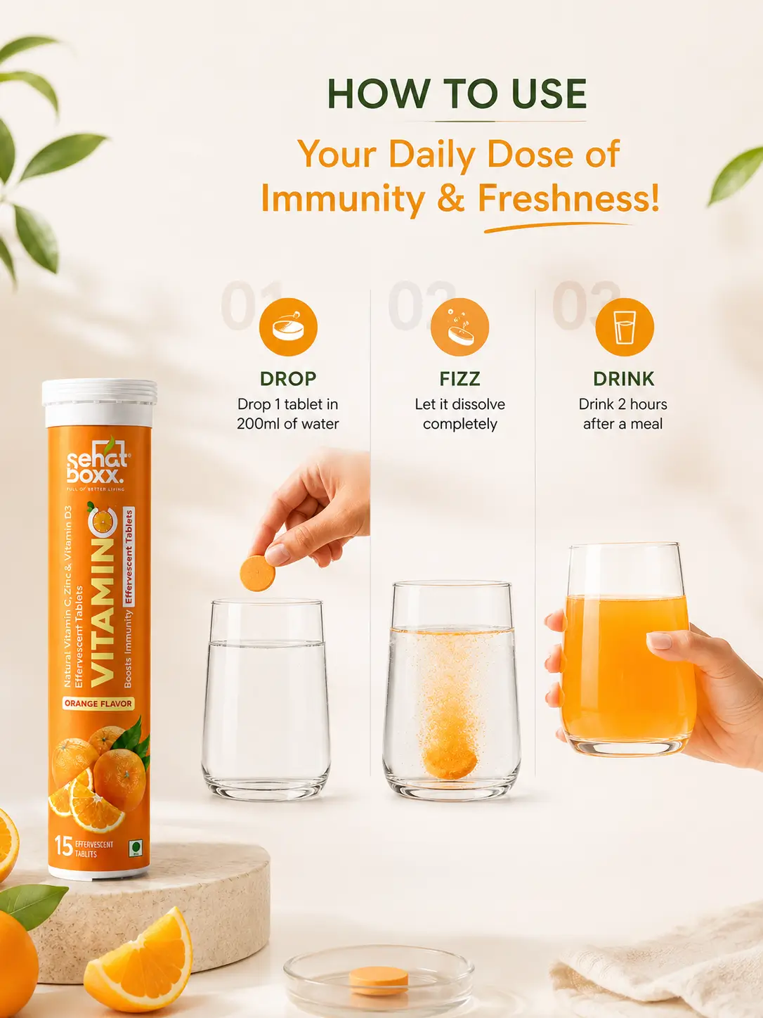Vitamin C + Zinc + Vitamin D3 Effervescent Tablets 5 Vitamin C + Zinc + Vitamin D3 Effervescent Tablets - Image 5
